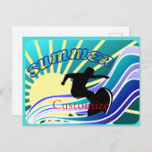 Summer Surfing Fun Thunder_Cove Feestdagenkaart (Voorkant / Achterkant)