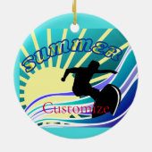 Summer Surfing Fun Thunder_Cove Keramisch Ornament (Achterkant)