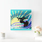 Summer Surfing Fun Thunder_Cove Vierkante Klok (Huis)