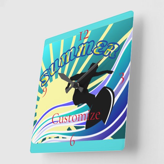 Summer Surfing Fun Thunder_Cove Vierkante Klok (Hoek)