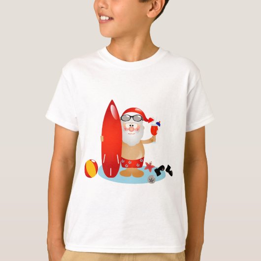 Summer Surfing Santa T-shirt (Voorkant)