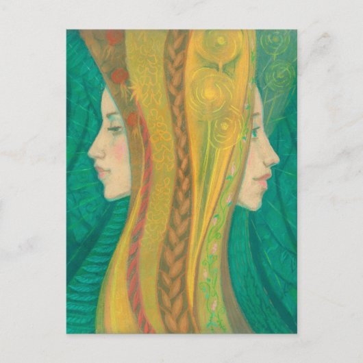 Summer, Surreal Fantasy Art Magic Forest Goddess Briefkaart (Voorkant)
