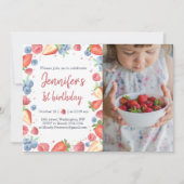 Summer Sweet Berry Baby Girl Birthday Invitation Kaart (Voorkant)