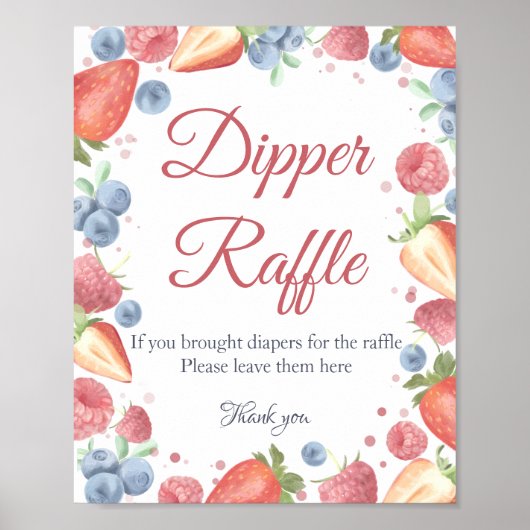 Summer Sweet Berry Diaper Raffle Sign Poster (Voorkant)