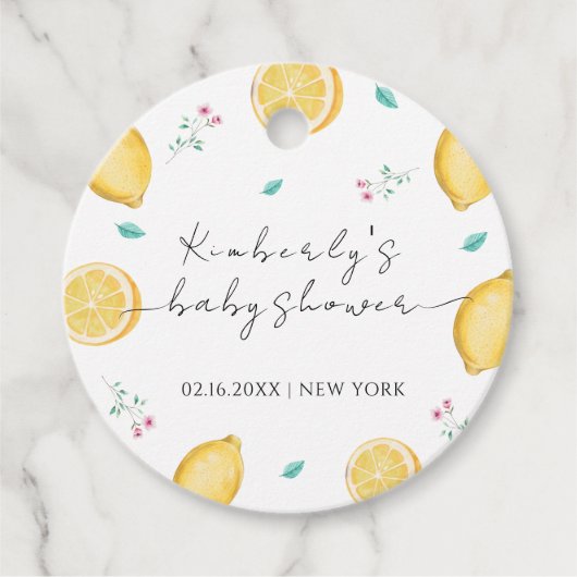 Summer Sweet Lemon Citrus Fruit Baby shower Bedankjes Labels (Voorkant)