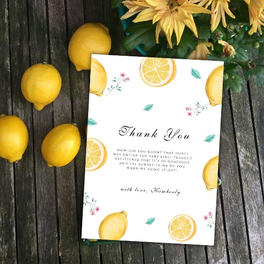 Summer Sweet Lemon Citrus Fruit Baby shower Bedankkaart