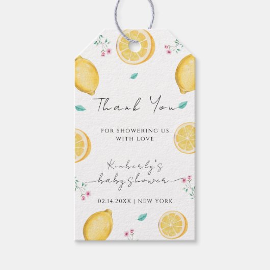 Summer Sweet Lemon Citrus Fruit Baby shower Cadeaulabel (Voorkant)