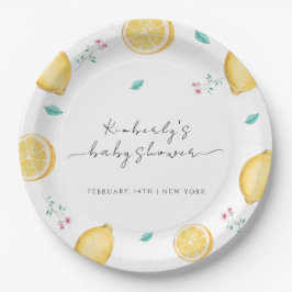 Summer Sweet Lemon Citrus Fruit Baby shower Papieren Bordje