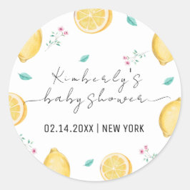 Summer Sweet Lemon Citrus Fruit Baby shower Ronde Sticker