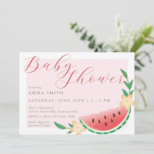 Summer Sweet Watermelon Baby shower Kaart (Staand voorkant)