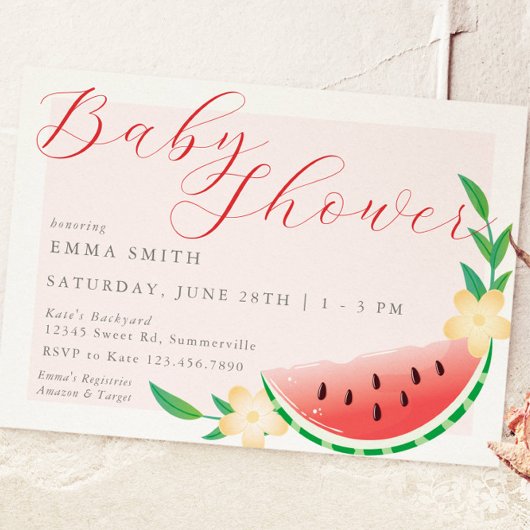 Summer Sweet Watermelon Baby shower Kaart