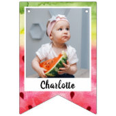 Summer Sweet Watermelon Birthday 3 Foto Vlaggetjes (Eerste vlag)