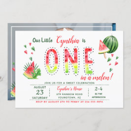 Summer Sweet Watermelon First Birthday Foto Kaart