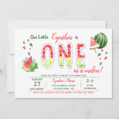 Summer Sweet Watermelon First Birthday Invitation Kaart (Voorkant)
