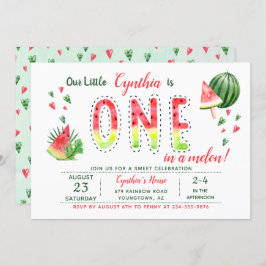 Summer Sweet Watermelon First Birthday Invitation Kaart