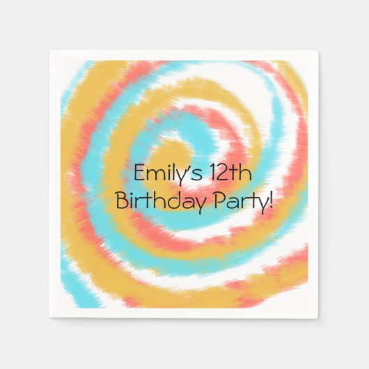 Summer Swirl Tie Dye Abstracte Birthday Party Servet (Voorkant)