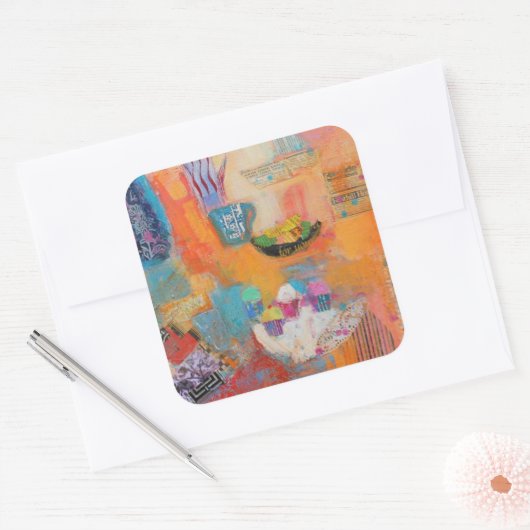 Summer Table Vierkante Sticker (Envelop)