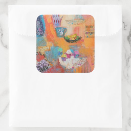 Summer Table Vierkante Sticker (Tas)