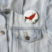 Summer Tanager, Audubon Red Bird, Birdwatcher Bird Ronde Button 5,7 Cm (In situ)