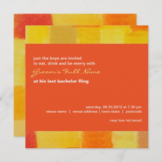 Summer tango Bachelor Party Invitation Kaart (Voorkant / Achterkant)