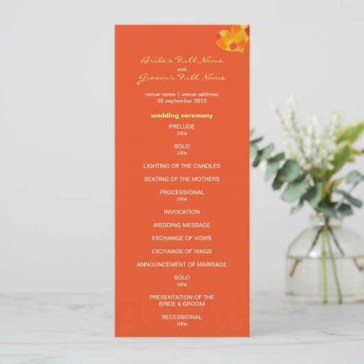 Summer tango Wedding Program Programmakaart (Staand voorkant)