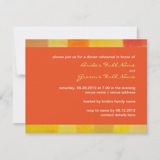 Summer tango Wedding Rehearsal Dinner Invitation Kaart (Voorkant)