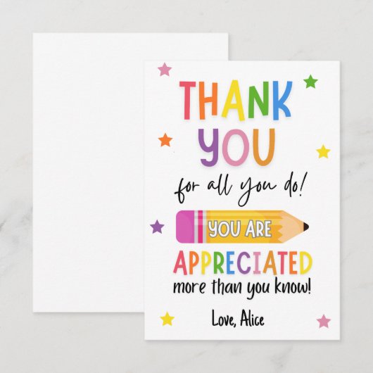 Summer Teacher Appreciation Bedankt (Voorkant / Achterkant)