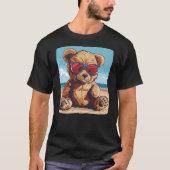 Summer Teddy Bear with sunglasses and beach for Va T-shirt (Voorkant)