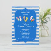 Summer Teenslippers Sweet Sixteen Uitnodiging (Staand voorkant)