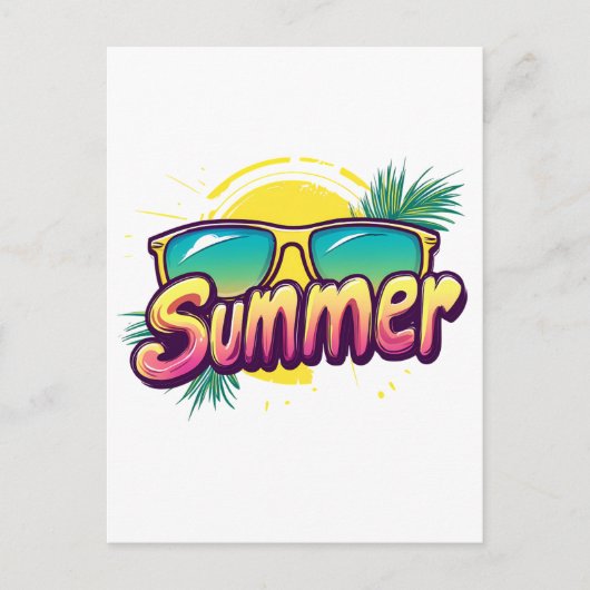 Summer Text - Colorful Summer Sunglasses Briefkaart (Voorkant)