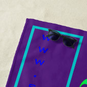 Summer Text Website Naam Monogram Royal Paars Strandlaken (In situ)