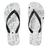 Summer Theme Beach Black White Name Teenslippers (Voetbed)