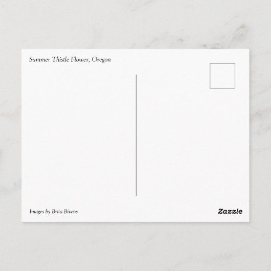 Summer Thistle Flower Briefkaart (Achterkant)