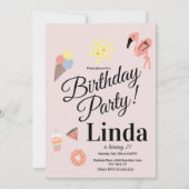 Summer Thmet Birthday Hand Drawn Doodles Kaart (Voorkant)