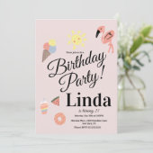 Summer Thmet Birthday Hand Drawn Doodles Kaart (Staand voorkant)