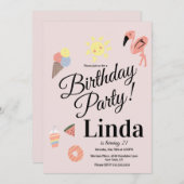 Summer Thmet Birthday Hand Drawn Doodles Kaart (Voorkant / Achterkant)