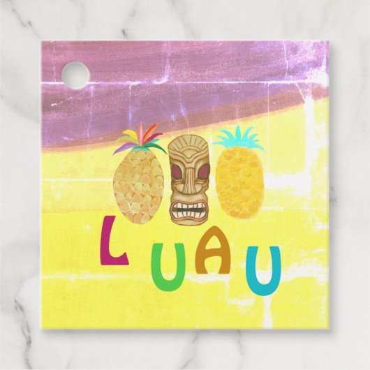 Summer Tiki Pineapple Luau Bedankjes Labels (Voorkant)