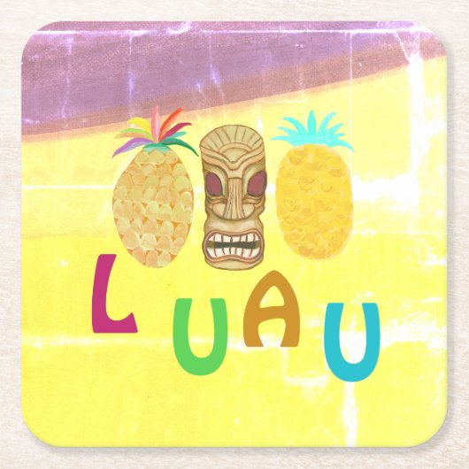 Summer Tiki Pineapple Luau Kartonnen Onderzetters (Voorkant)