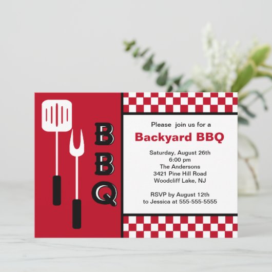 Summer Time Backyard BBQ Uitnodiging (Staand voorkant)