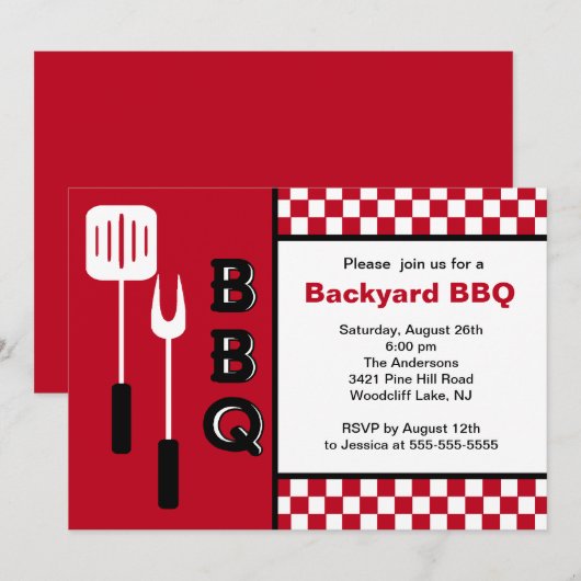 Summer Time Backyard BBQ Uitnodiging (Voorkant / Achterkant)