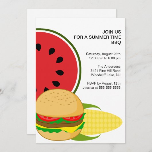 Summer Time BBQ Uitnodiging (Voorkant / Achterkant)