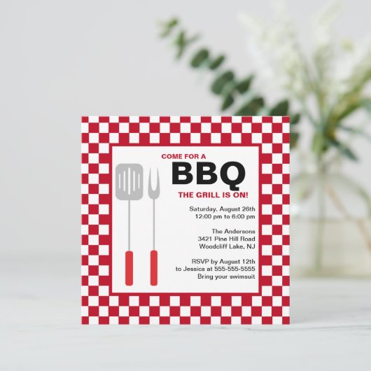 Summer Time BBQ Uitnodiging (Staand voorkant)