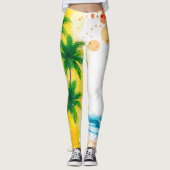 “Summer Time” beach design Leggings (Voorkant)