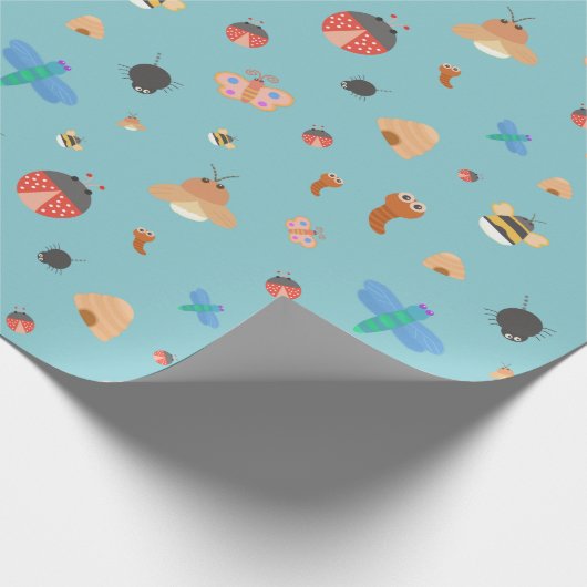 Summer Time Bugs - Blue Cadeaupapier (Hoek)