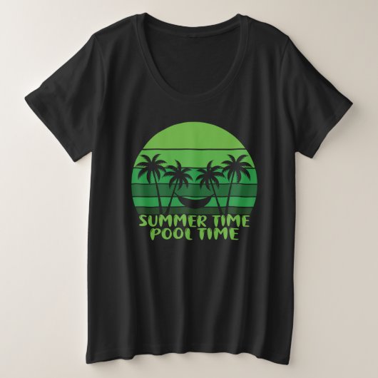 SUMMER TIME POOLTIJD. GROTE MAAT T-SHIRT (Design voorkant)