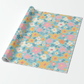 Summer Time Posy Patroon Cadeaupapier (Uitgerold)