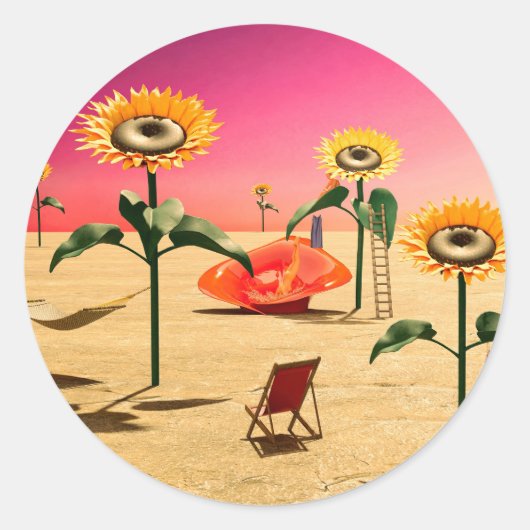 Summer Time Ronde Sticker (Voorkant)