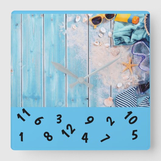 ***SUMMER TIME** SQUARE WALL CLOCK VIERKANTE KLOK (Voorkant)