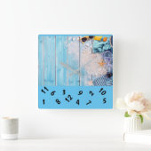 ***SUMMER TIME** SQUARE WALL CLOCK VIERKANTE KLOK (Huis)