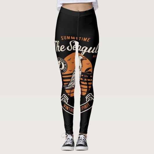 summer time the seagull  vintage sailing spirit leggings (Voorkant)